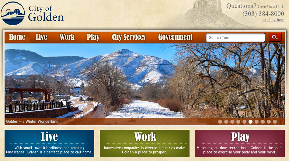 City of Golden Website Home Page